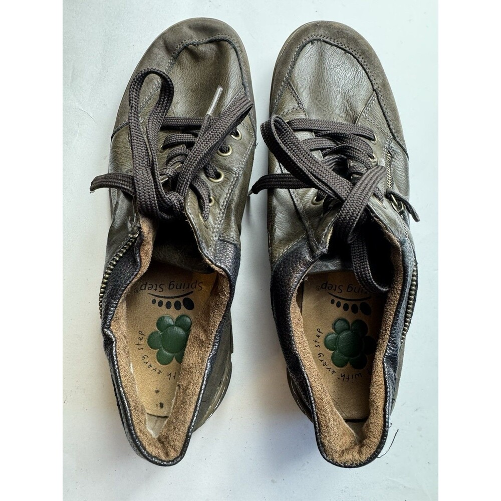 Spring Step ELVA Women's Leather Casual Lace Up Shoes Brown Size 39 EU/8-8.5 US